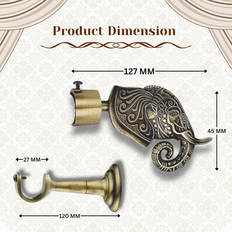 GLOXY Traditional Rajwadi Aluminium Curtain Brackets Curtain Knobs Curtain Holder with Decorative Curtain Rod End Cap Curtain Rod Holder for Wall Decoration Items for HallAntique 8 Pcs - Image 5