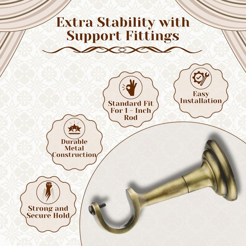 GLOXY Traditional Rajwadi Aluminium Curtain Brackets Curtain Knobs Curtain Holder with Decorative Curtain Rod End Cap Curtain Rod Holder for Wall Decoration Items for HallAntique 8 Pcs - Image 4