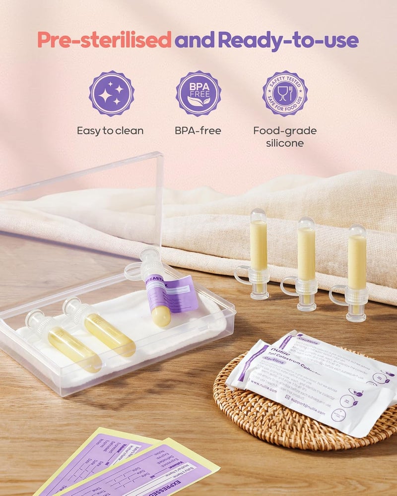Nuliie Colostrum Collector Kit 7ml6pcs Leakproof Reusable Breast Milk Collector Heat  Freezer Resistant BPAFree With Cotton Cloth Wipe Storage Case Cleaning Brush  ReadytoUse for Newborns - Image 4