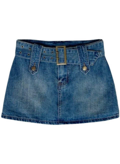 Retro American Denim Skirt-Shorts Summer High Waist vintage blue