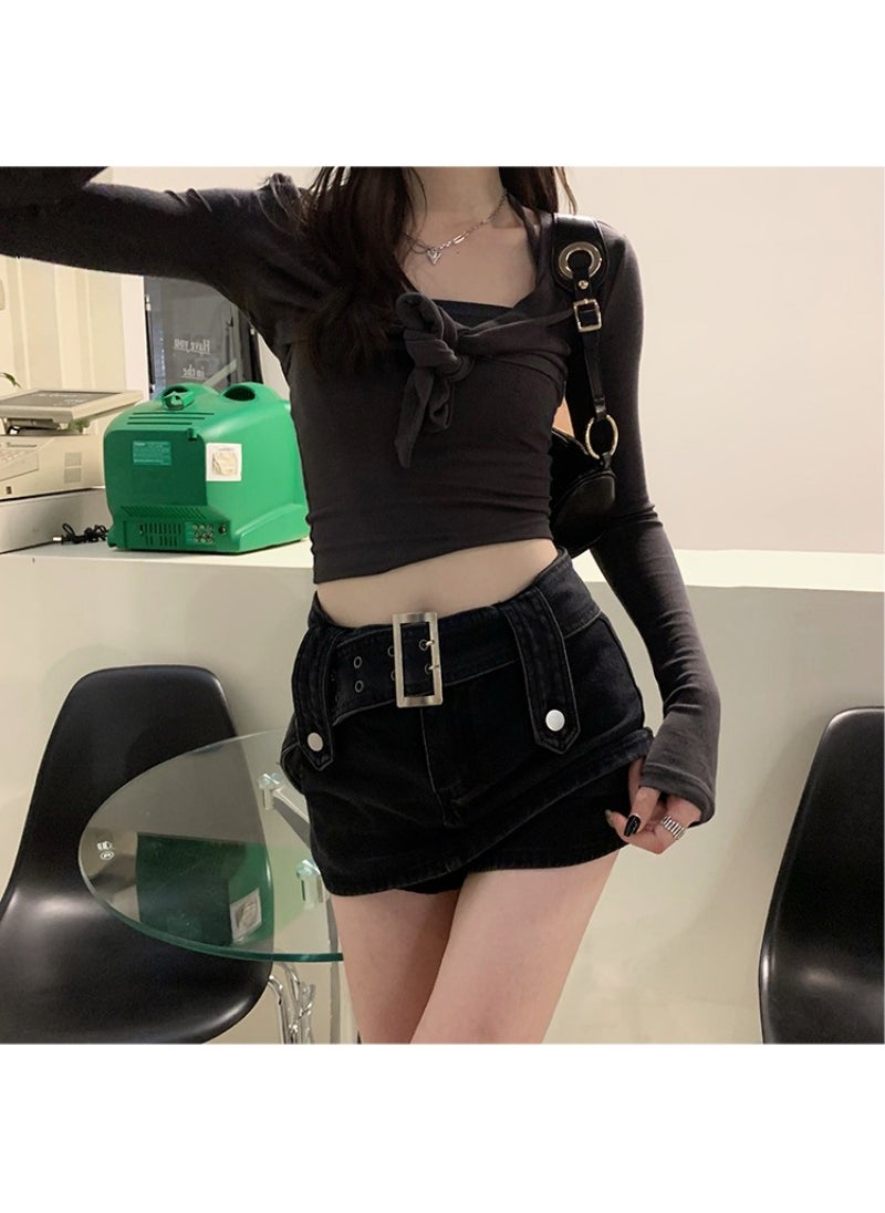 Generic - Retro American Denim Skirt-Shorts Summer High Waist vintage blue - Image 1
