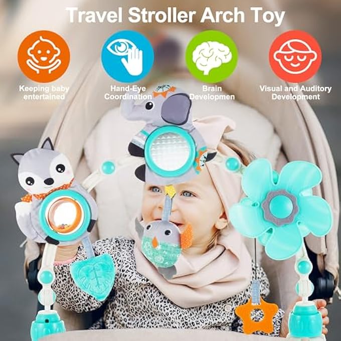 ADJUSTABLE ARCH TOYS FOR INFANT & TODDLERS, BASSINET STROLLER ARCH INFANT CRIB TOYS TODDLER FASCINATING TOYS MOBILE CRIB ARCH FOR STIMULATING BABY’S SENSES AND DEVELOPING MOTOR SKILLS - Image 2