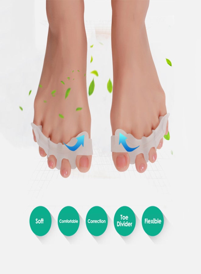 1 Pair Hallux Valgus Protector Gel Finger Toe Separator Divider Bunion Orthopedic Adjuster 4 Holes Thumb Valgus Guard Feet Care Tool - Image 3