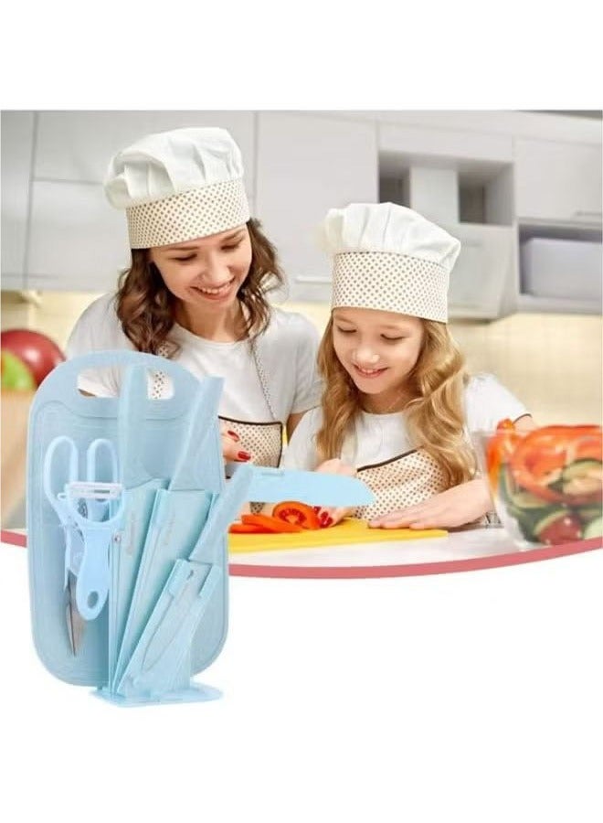 7-piece set of kitchen knives, storage protection, clean and tidy, blue  - Image 4