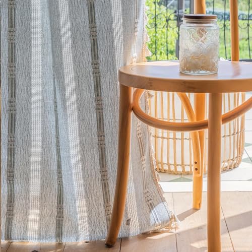 ColorBird Curtains for Living Room 2 Panels Set, Linen Curtains 84 inches Long, Grey Blue Boho Bedroom Room Darkening Curtains & Drapes, Embroidered Window Curtains for Dining Door Nursery Office - Image 3