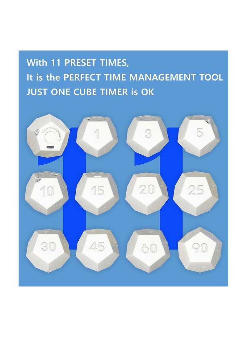 Time Management Dodecahedron Timer, Cube Timer Kitchen Timer Pomodoro Timer, Rechargeable  Study Countdown Timer for Kids, for Work, Office, Study, Task