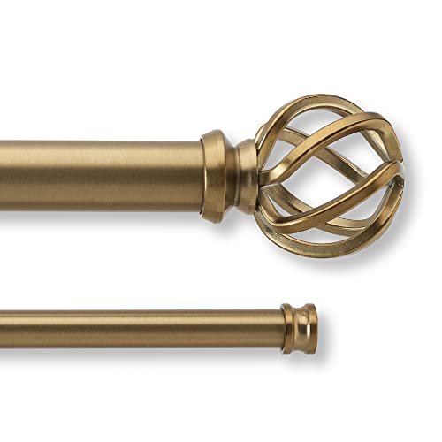 MODE Premium Collection Double Curtain Rod Set with Birdcage Finials 72 to 144 in Warm Gold