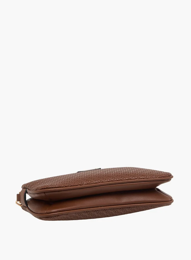 Celeste Monogram Embossed Crossbody Bag with Zip Closure and Chain Strap