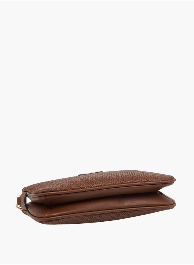 Monogram Embossed Crossbody Bag with Zip Closure and Chain Strap