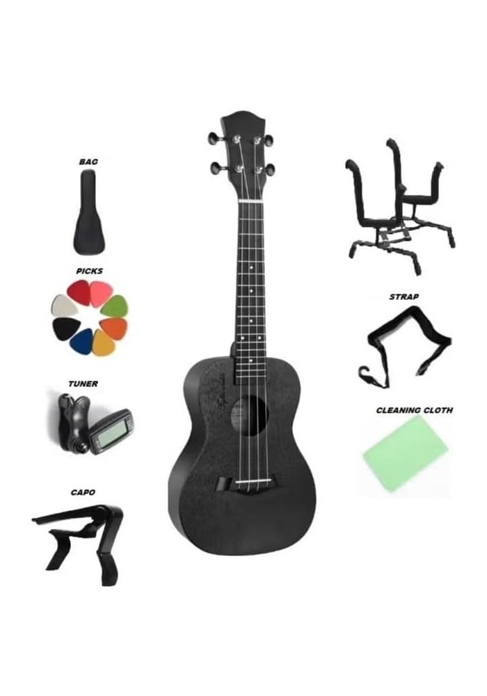MegArya 21 Inch Handmade Black Rosewood Ukulele with Accessories - Image 1