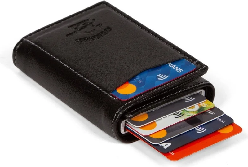Newish Polo Newishpolo Black Mechanism Card Holder Wallet