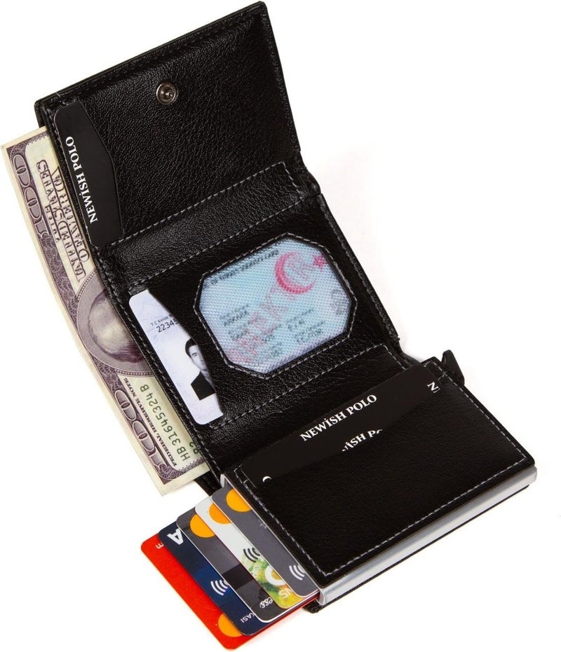 Newish Polo Newishpolo Black Mechanism Card Holder Wallet  - Image 4