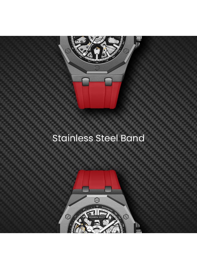 KENNETH SCOTT Men's Silicone Automatic Watch K25301-XSRB - 44.3x54 mm - Image 5