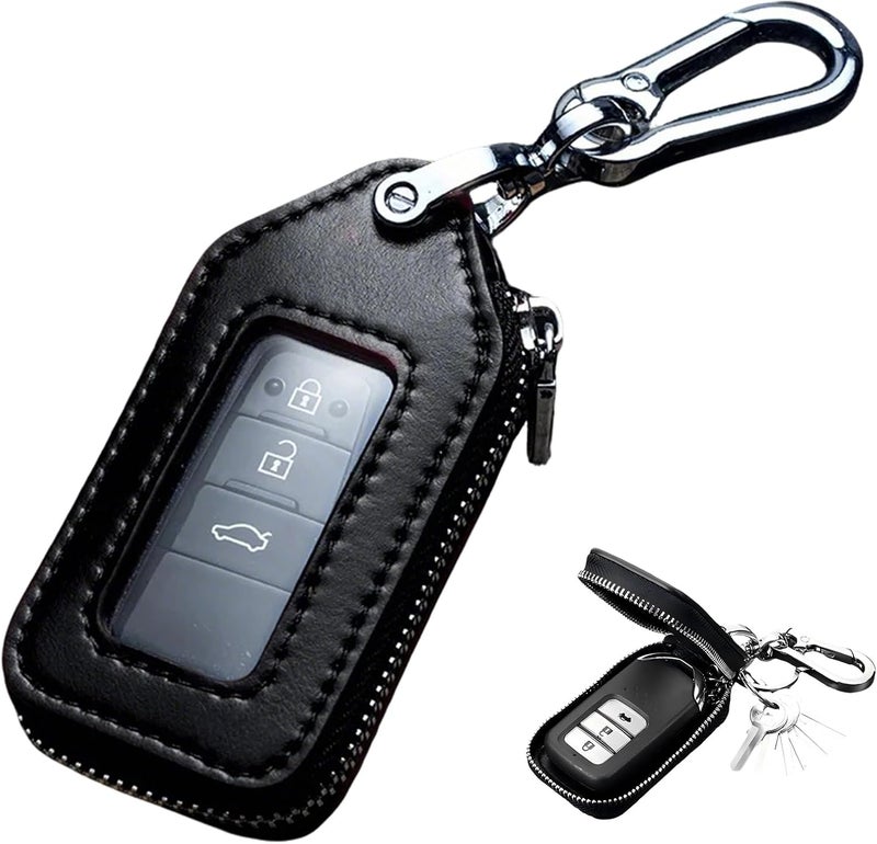 Car Key Case 2.43 X 1.61 X 0.71 Inches Soft Faux Leather Key Fob Cover - Anti-Accidental Press Key Fob Wallet for Most Car Keys Drivers Men Women - Image 1