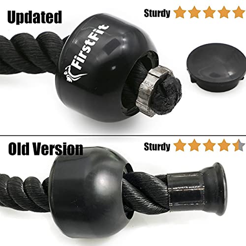 FirstFit Tricep Rope Pull Down Fitness Cable Attachment with Stainless Steel Snap Hook- Lats, Biceps, Triceps, Gym or Home - 27" inch Tricep Rope - Black - Image 5