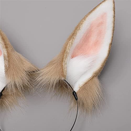 Faylay Plush Furry Bunny Headwear Artificial Rabbit Ear Headband Simulation (4-Pink) - Image 5