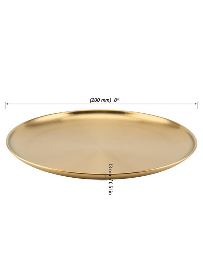 MOUYAT 10 PCS 8 Inch Large Stainless Steel Plate, 20cm Round Dinner Metal Plates, Metal Salad Steak Plates Reusable Dinner Dish for Eating Serving Camping Outdoor BBQ Home Kitchen, Frosted Gold - Image 2