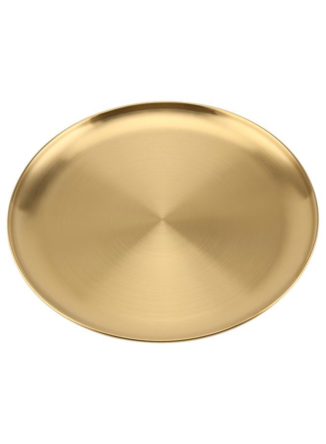 MOUYAT 10 PCS 8 Inch Large Stainless Steel Plate, 20cm Round Dinner Metal Plates, Metal Salad Steak Plates Reusable Dinner Dish for Eating Serving Camping Outdoor BBQ Home Kitchen, Frosted Gold - Image 3