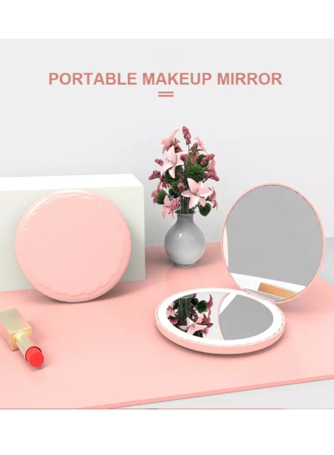 Rechargeable Compact Mirror with Light 1x/5x Magnification  Dimmable Lighted Travel Makeup Mirror LED Compact Mirror for Purses Pocket Touch Switch Type-c Charging Daylight Portable Handheld Pink - Image 4