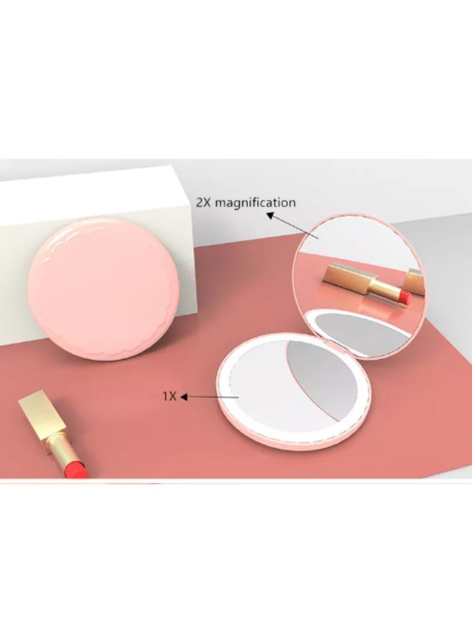 Rechargeable Compact Mirror with Light 1x/5x Magnification  Dimmable Lighted Travel Makeup Mirror LED Compact Mirror for Purses Pocket Touch Switch Type-c Charging Daylight Portable Handheld Pink - Image 5