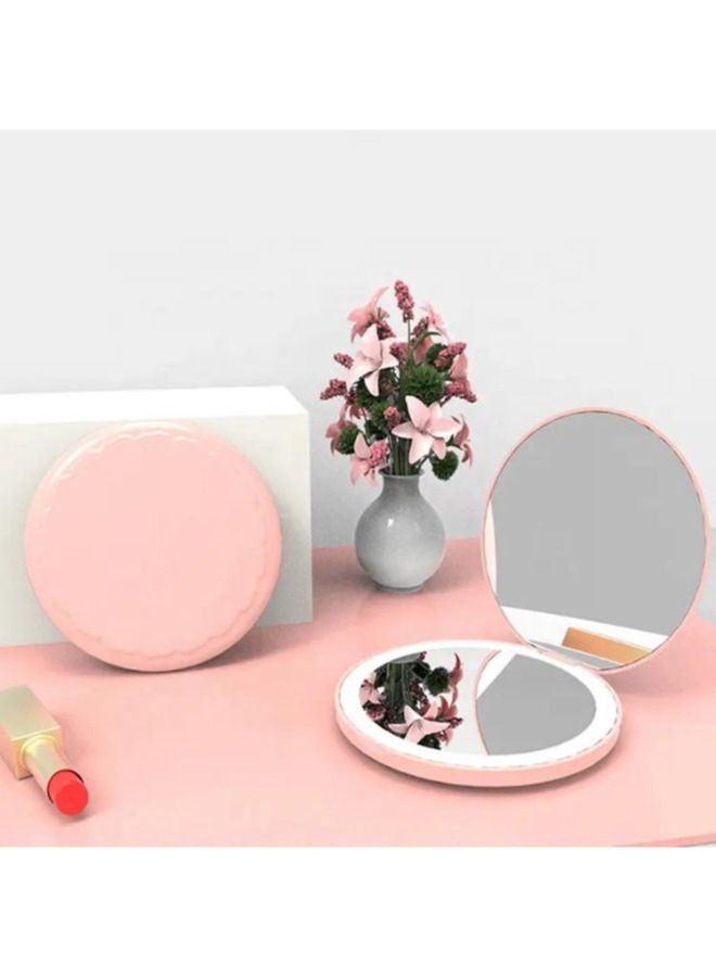 Rechargeable Compact Mirror with Light 1x/5x Magnification  Dimmable Lighted Travel Makeup Mirror LED Compact Mirror for Purses Pocket Touch Switch Type-c Charging Daylight Portable Handheld Pink - Image 1