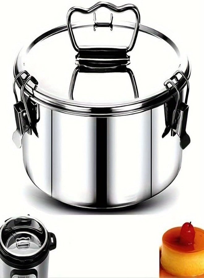 BSDLZCH Stainless Steel Flan Pan, 63 Oz Flanera Mold Cooker For Baking, Compatible With Pot 3 6 8qt, Custard Pan, Flan Dish With Lid, Tart Pan, Round Fluted Dish, Oven Safe.Cupcake & Pudding Baking! (Silvery) - Image 5