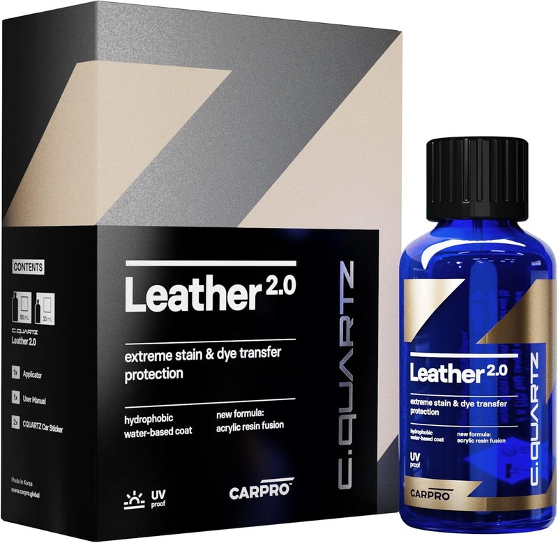 CARPRO CQUARTZ Leather 2.0 Kit - 30ml Hydrophobic & Oil Phobic Leather Protection - Image 1