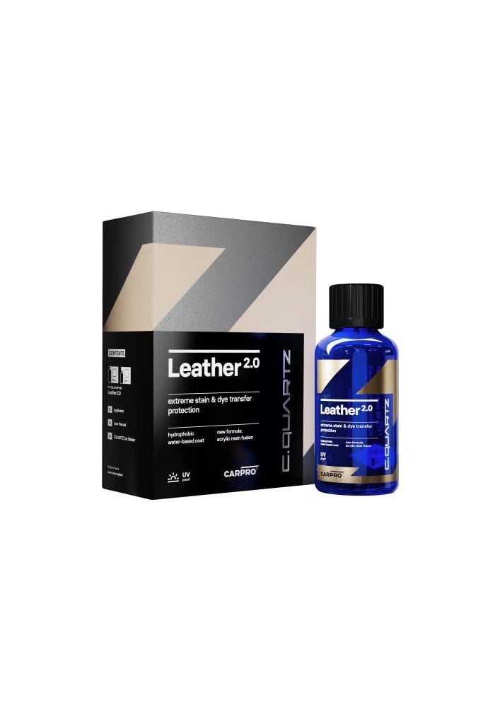 CARPRO CQUARTZ Leather 20  Kit  Hydrophobic  Oil Phobic Safe on All Car Leather Resistance to UV Denim Dye Coloring Abrasion and Stains 30ml Kit - Image 1
