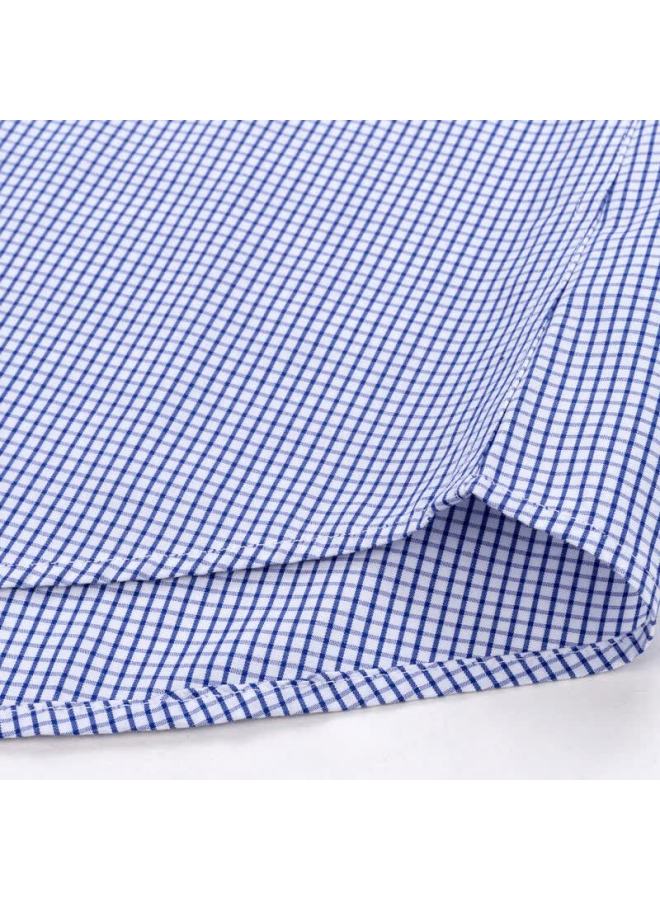 Firs Dp Non-iron Long Sleeve Men's Business Casual Pure Cotton Shirt A1-879 Blue Checkered 44 - Image 3