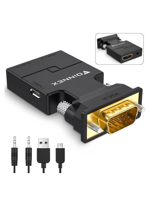 محول VGA إلى HDMI مع صوت 1080P – محول نشط للفيديو والصوت لأجهزة الكمبيوتر واللابتوب