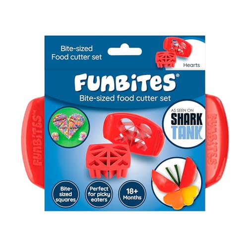 FunBites Food Cutter, Sandwich Cutter for Kids, Bento Lunch Box Accessory, Cuts Food into Bite-Size Shapes – Red Hearts - Image 1