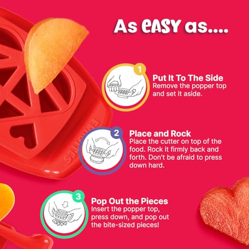 FunBites Food Cutter, Sandwich Cutter for Kids, Bento Lunch Box Accessory, Cuts Food into Bite-Size Shapes – Red Hearts - Image 4