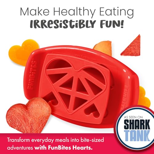 FunBites Food Cutter, Sandwich Cutter for Kids, Bento Lunch Box Accessory, Cuts Food into Bite-Size Shapes – Red Hearts - Image 2