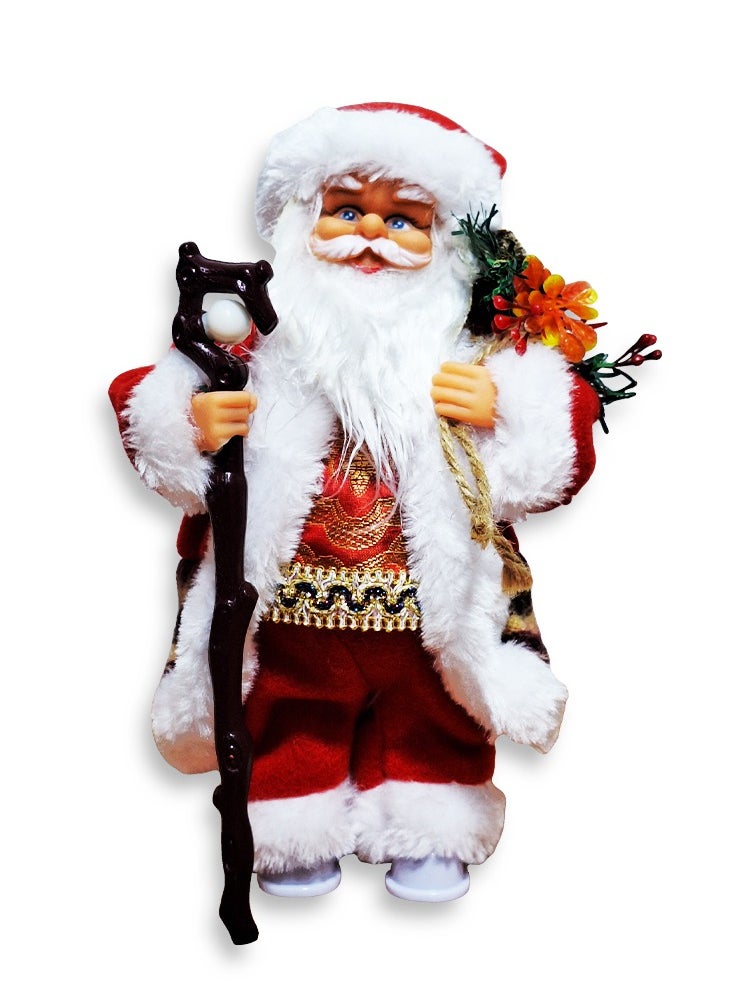 Generic Santa Claus Musical Christmas Doll in Plaid Clothes, Electric Singing Christmas Ornament Doll with Plush Bag Battery Operated Christmas Gift for Boys Girls, Christmas Supplies, Use as Figurine or Musical Toy  - Image 1
