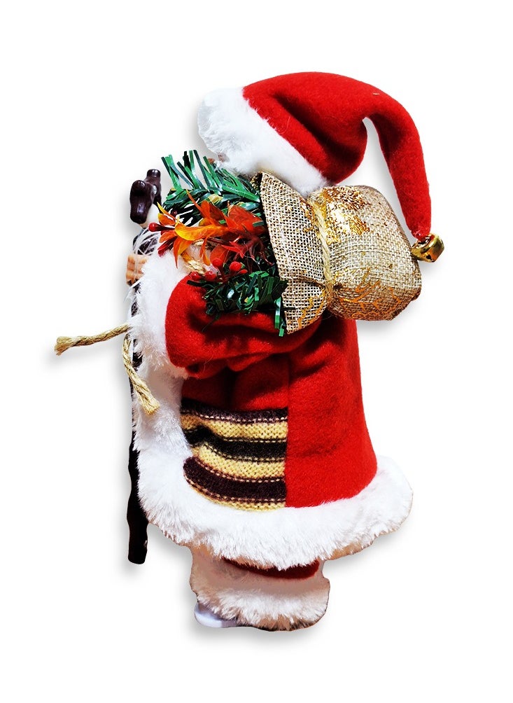 Generic Santa Claus Musical Christmas Doll in Plaid Clothes, Electric Singing Christmas Ornament Doll with Plush Bag Battery Operated Christmas Gift for Boys Girls, Christmas Supplies, Use as Figurine or Musical Toy  - Image 3