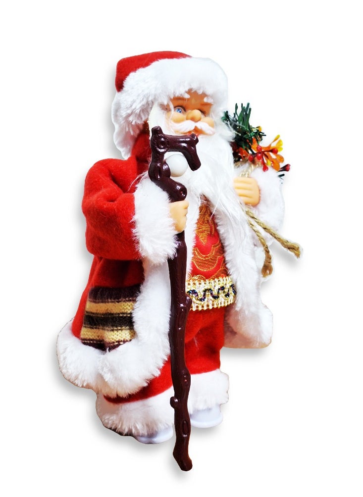 Generic Santa Claus Musical Christmas Doll in Plaid Clothes, Electric Singing Christmas Ornament Doll with Plush Bag Battery Operated Christmas Gift for Boys Girls, Christmas Supplies, Use as Figurine or Musical Toy  - Image 2