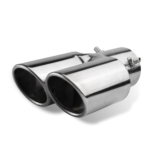 Arwrilt 25 Inlet Dual Exhaust Tip Straight Exhaust Pipe with Screw Stainless Steel Muffler Exhaust Tail Pipe Muffler Tip Auto Fashion Modificed Parts Universal Rear Tip Pipe for Cars Silver - Image 1