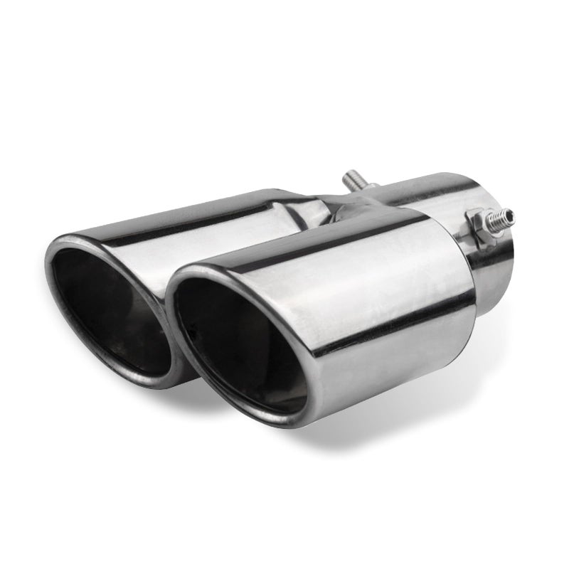 Arwrilt 25 Inlet Dual Exhaust Tip Straight Exhaust Pipe with Screw Stainless Steel Muffler Exhaust Tail Pipe Muffler Tip Auto Fashion Modificed Parts Universal Rear Tip Pipe for Cars Silver - Image 3