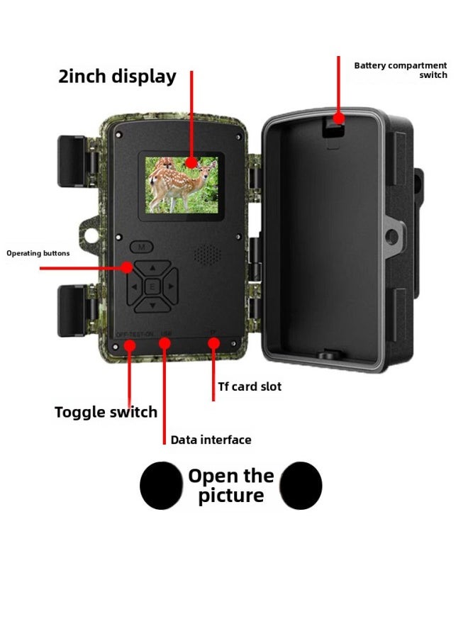 Generic High-definition Infrared Camera Household Field Surveillance Camera Animal Mountain Forest Orchard Pond Warehouse Anti-theft Induction Photo-Body Color:D2 Night Vision Without Red Spots - With 128g Memory Card - Official Standard  - Image 4