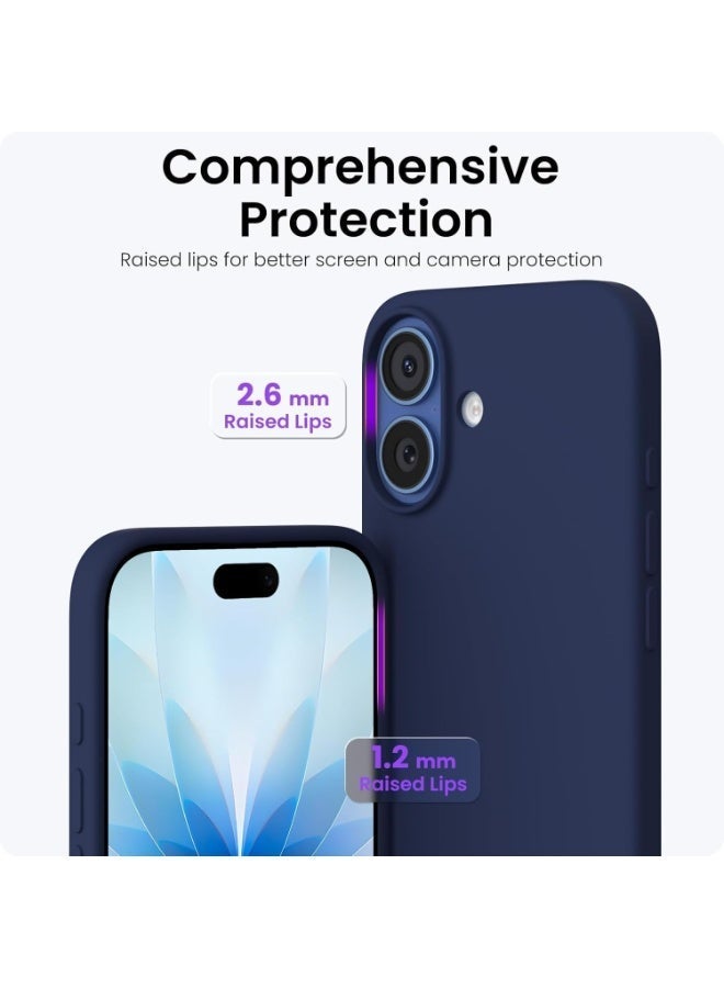 جراب متوافق مع iPhone 17، جراب هاتف نحيف من السيليكون السائل بأربع طبقات من المطاط الهلامي الناعم المقاوم للصدمات مع بطانة من الألياف الدقيقة المضادة للخدش (أزرق داكن) - Image 2
