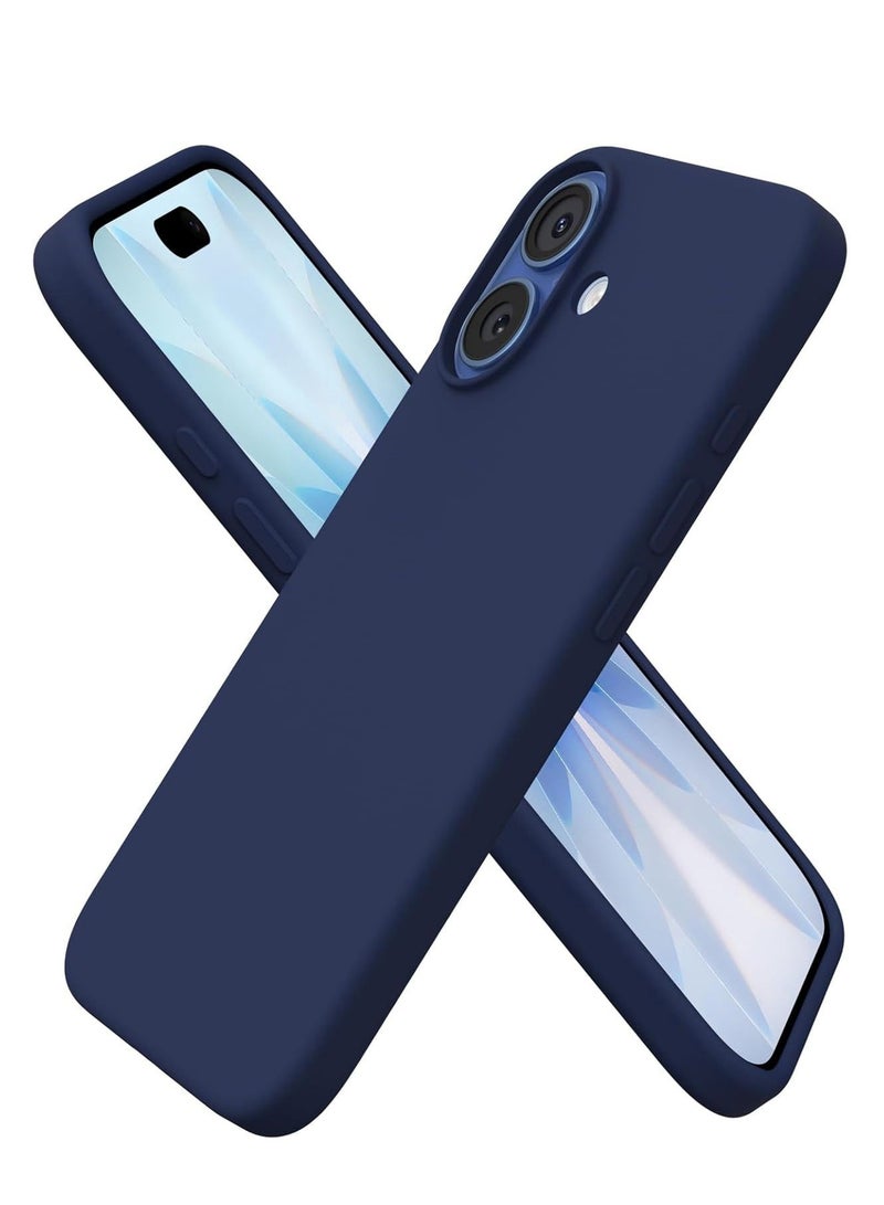جراب متوافق مع iPhone 17، جراب هاتف نحيف من السيليكون السائل بأربع طبقات من المطاط الهلامي الناعم المقاوم للصدمات مع بطانة من الألياف الدقيقة المضادة للخدش (أزرق داكن) - Image 1
