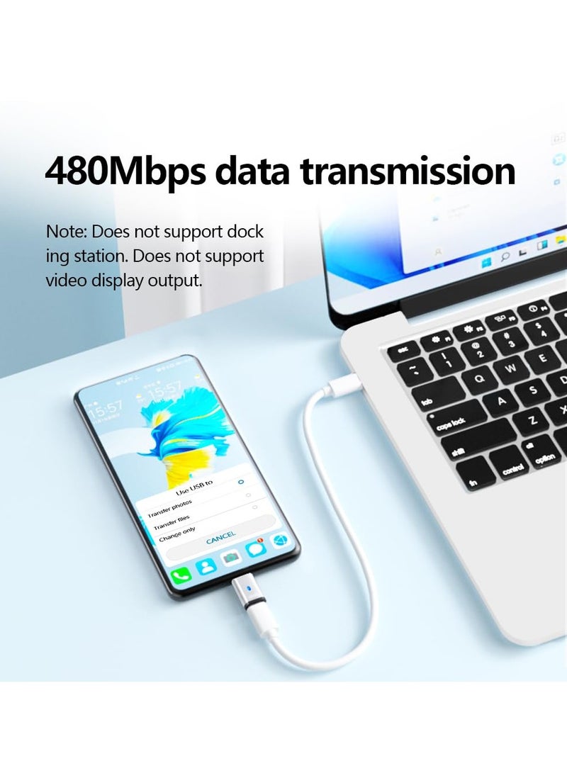 KASTWAVE 2 Pack USB C Magnetic Adapter, USB 2.0 Type C Straight Connector 5Pin with PD 120W Charge and 480Mbps Data Transfer, Compatible for MacBook Pro/Air iPad Pro and More USB C Devices, Silver - Image 3