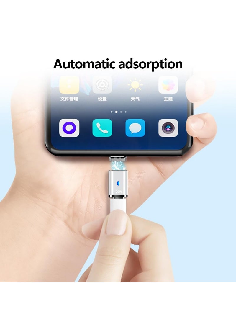 KASTWAVE 2 Pack USB C Magnetic Adapter, USB 2.0 Type C Straight Connector 5Pin with PD 120W Charge and 480Mbps Data Transfer, Compatible for MacBook Pro/Air iPad Pro and More USB C Devices, Silver - Image 2