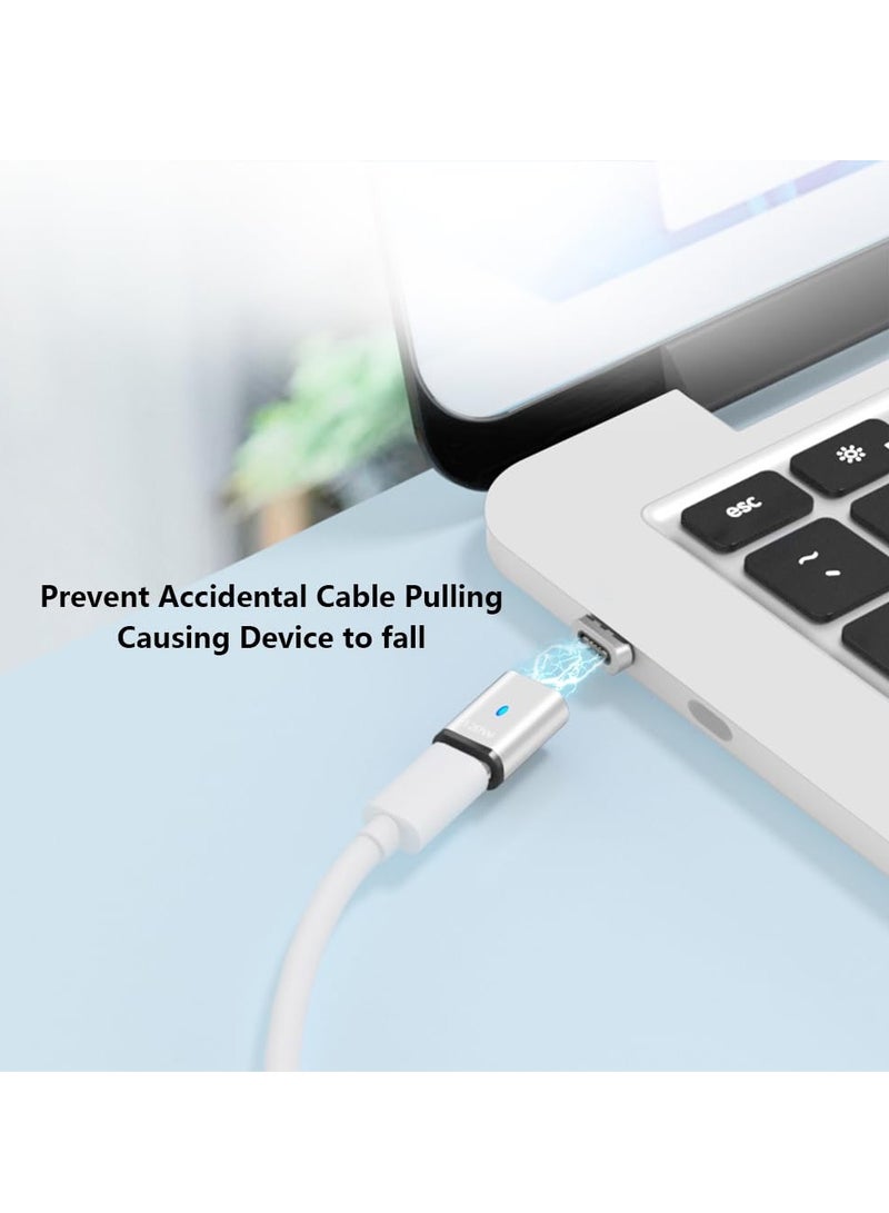 KASTWAVE 2 Pack USB C Magnetic Adapter, USB 2.0 Type C Straight Connector 5Pin with PD 120W Charge and 480Mbps Data Transfer, Compatible for MacBook Pro/Air iPad Pro and More USB C Devices, Silver - Image 4