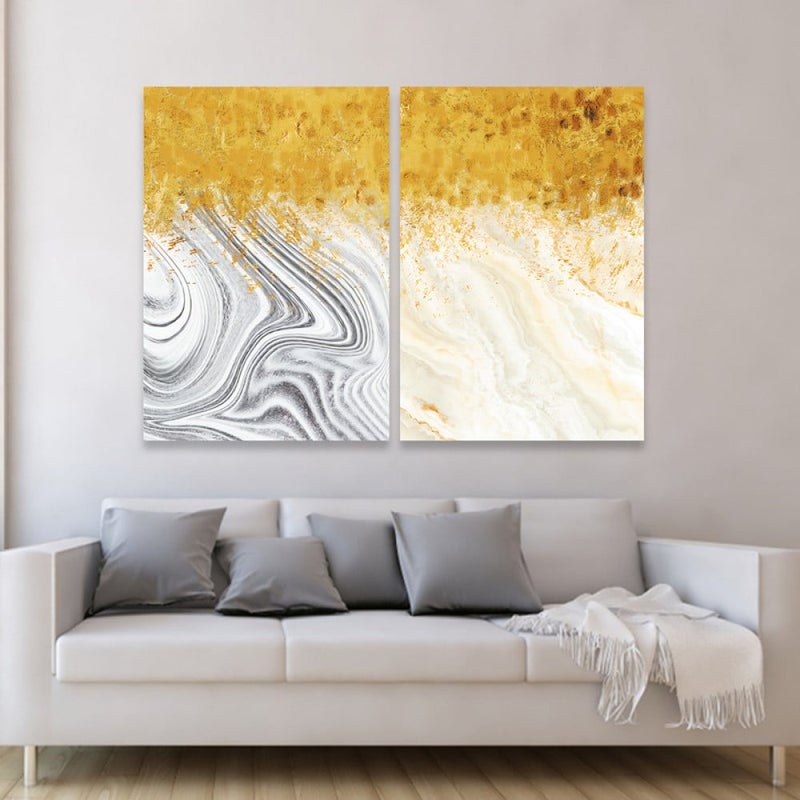 ماركتنا لوحة قماشية ثنائية بتصميم مودرن بمقاس اجمالي 80×60 سم - Image 1