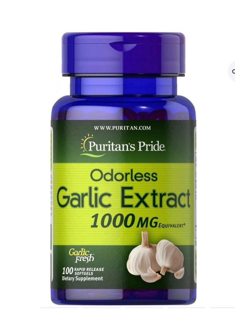 فيتامين Odorless Garlic, 1000mg 100 Rapid Release Softgels