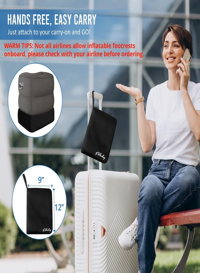 Fabuday Inflatable Airplane Foot Rest Pillow - Travel Foot Rest for Long Flights, Car Seat Foot Rest for Kids Airplane Seat Extender Bed for Toddler, Blow up Plane Footrest with Easy-Carry Strap, Gray 2 Pack - Image 4