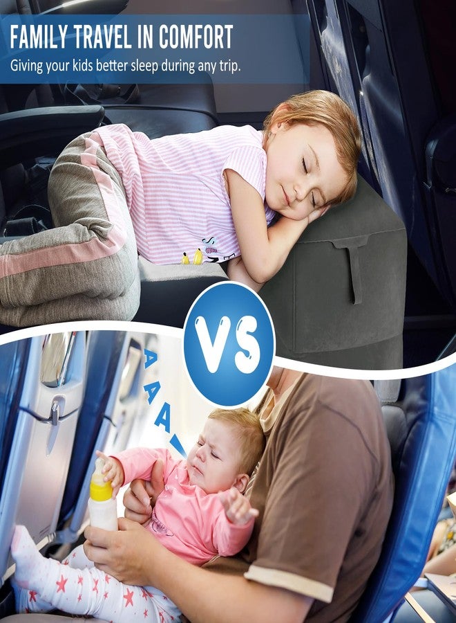 Fabuday Inflatable Airplane Foot Rest Pillow - Travel Foot Rest for Long Flights, Car Seat Foot Rest for Kids Airplane Seat Extender Bed for Toddler, Blow up Plane Footrest with Easy-Carry Strap, Gray 2 Pack - Image 2