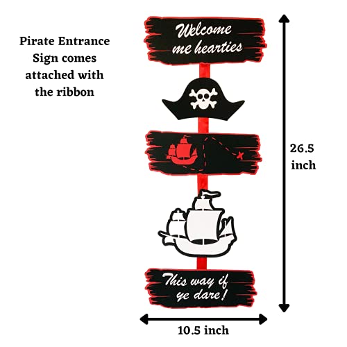 Pinfliers Pirate Theme Paper Entrance Sign, 1 set, Black, White and Red, 26.5 inches long - Image 2