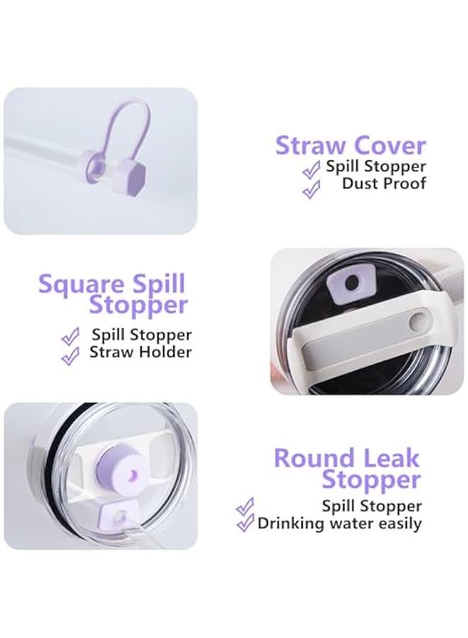 RTYY Silicone Spill Stopper Set Compatible with Stanley Cup 2.0 30oz & 40oz with Straw Cover (Set of 4, Orchid)  - Image 3
